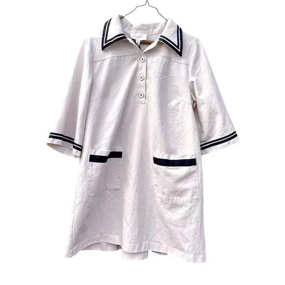 NWT Tuckernuck Pomander Place Hart Shirt Dress Mini Gardenia Tan Blue Large New - Picture 7 of 12